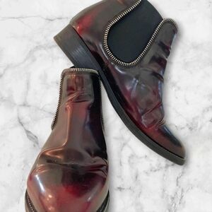 Faux Leather Burgundy Ombre Booties
